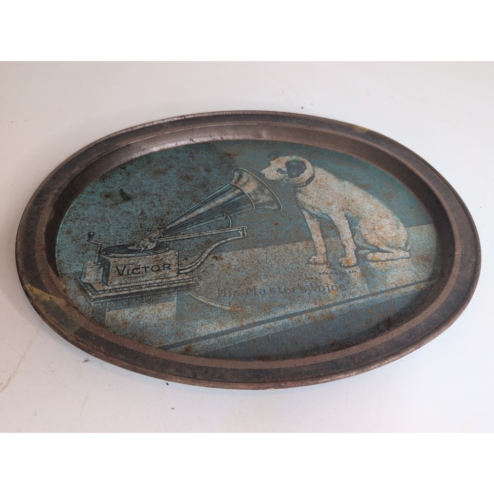 Vintage Bristol Ware 1980s Tin Tray, Cookie Nipper RCA Victor His Master's Voice